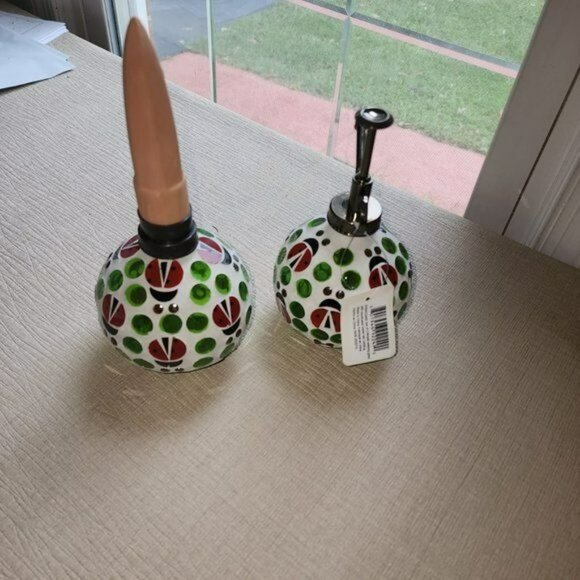 Evergreen set of 2 Mosaic watering globe with coordinated mister set, Ladybug - Picture 6 of 6
